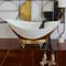 CosmoLiving by Cosmopolitan 23" White Glass Hammered Kitchen Serving Bowl with Gold Metal Stand
